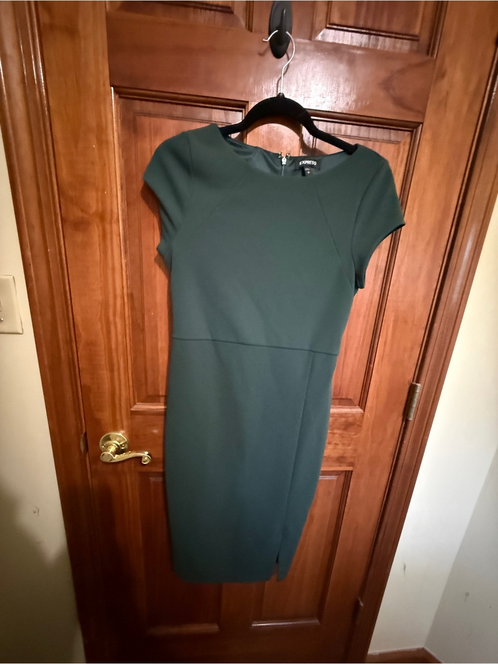 Express Dark Teal Cap Sleeve Midi Sheath Dress